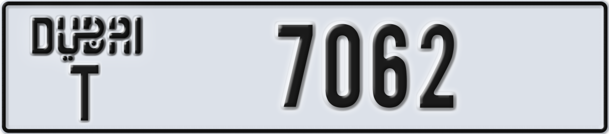 dubai License Plate Number 7062 Code T