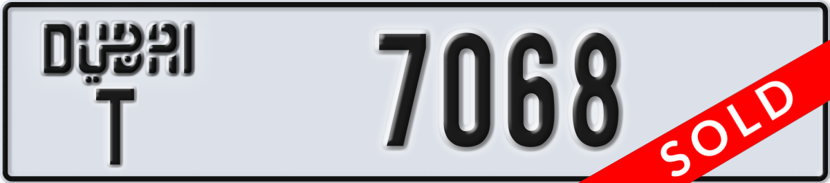 dubai License Plate Number 7068 Code T