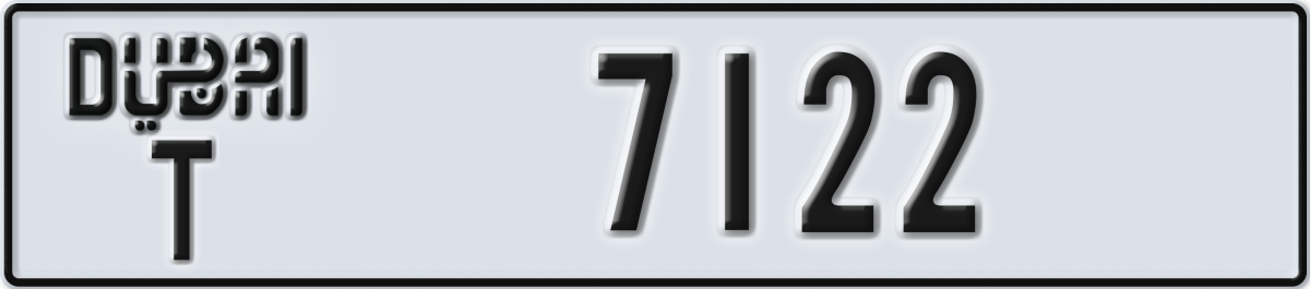 dubai License Plate Number 7122 Code T