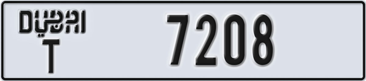 dubai License Plate Number 7208 Code T