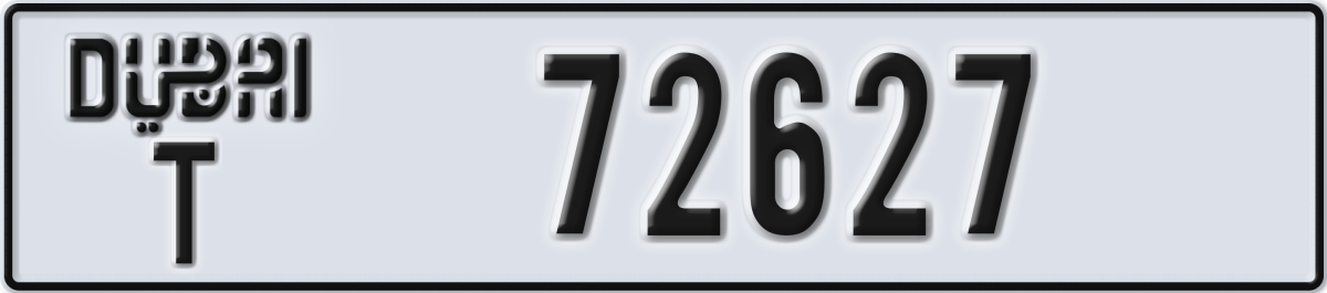 dubai License Plate Number 72627 Code T