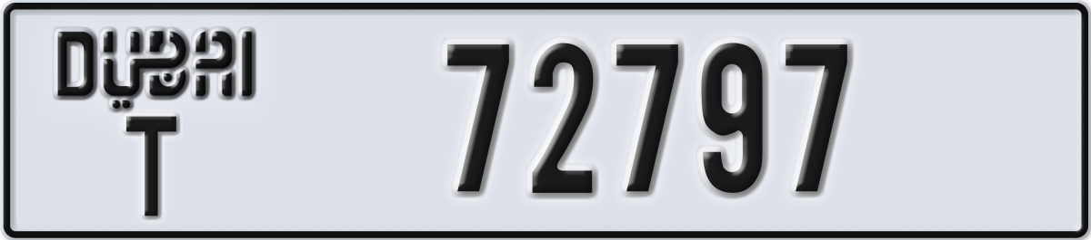 dubai License Plate Number 72797 Code T