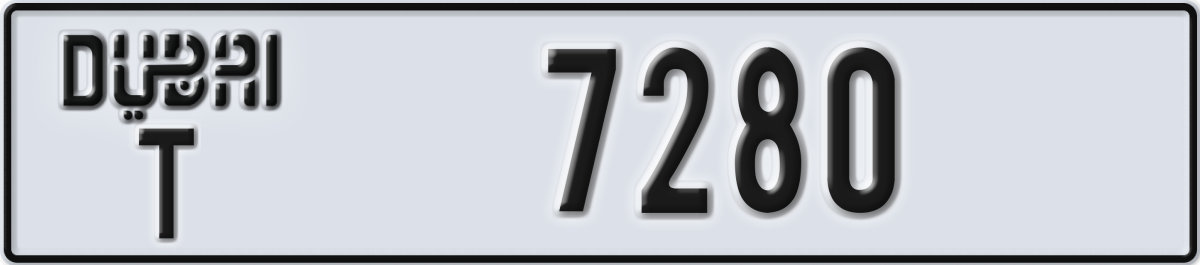 dubai License Plate Number 7280 Code T