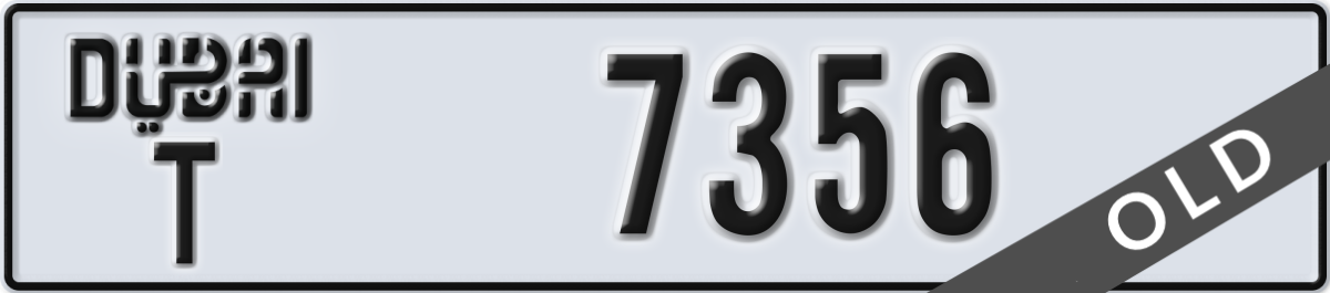 dubai License Plate Number 7356 Code T