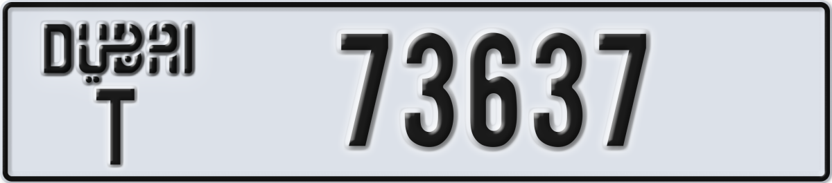 dubai License Plate Number 73637 Code T