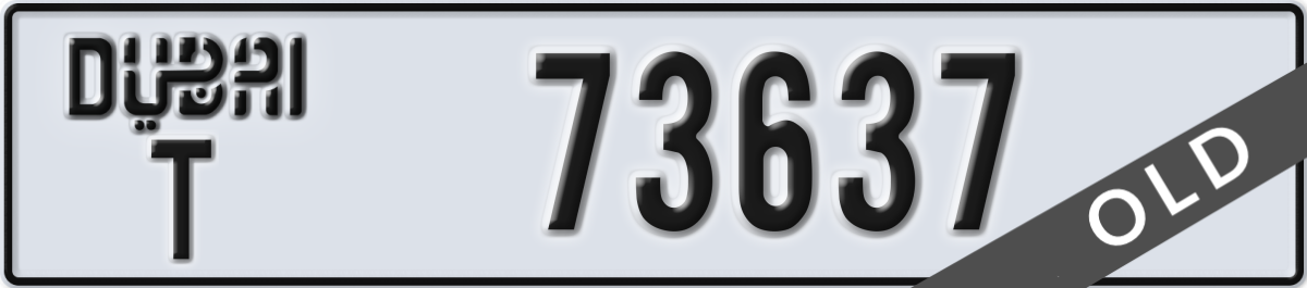 dubai License Plate Number 73637 Code T
