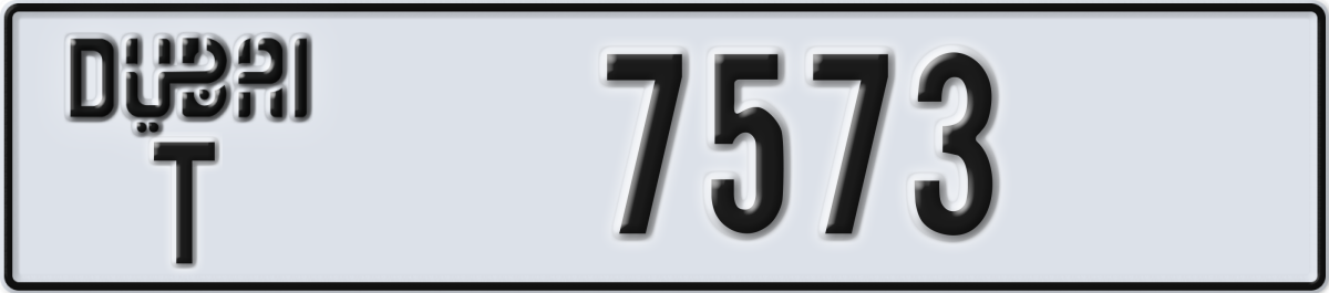 dubai License Plate Number 7573 Code T