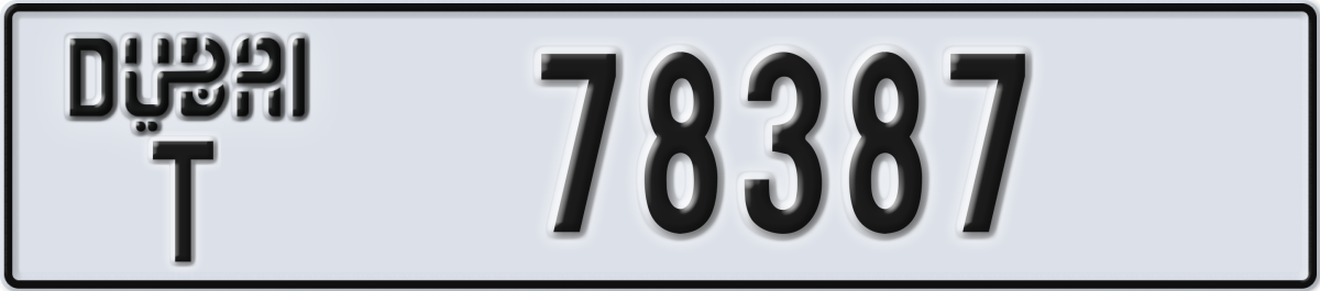 dubai License Plate Number 78387 Code T