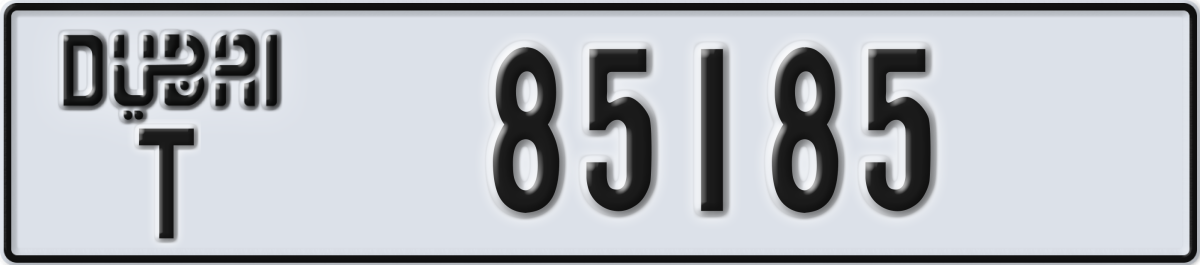 dubai License Plate Number 85185 Code T