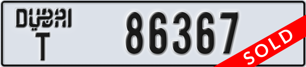 dubai License Plate Number 86367 Code T