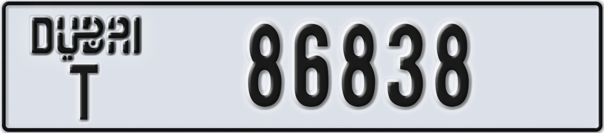 dubai License Plate Number 86838 Code T