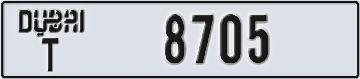 dubai License Plate Number 8705 Code T