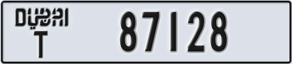 dubai License Plate Number 87128 Code T