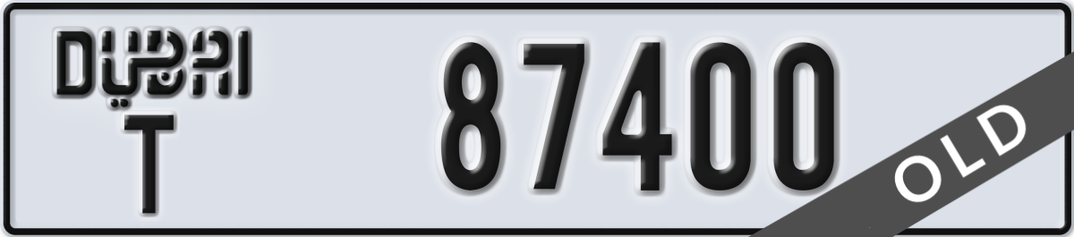 dubai License Plate Number 87400 Code T