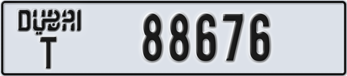dubai License Plate Number 88676 Code T
