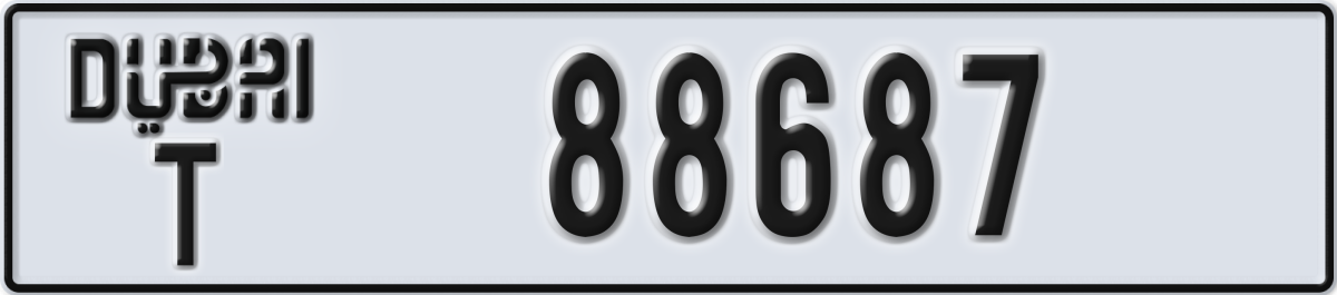 dubai License Plate Number 88687 Code T