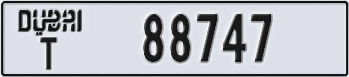 dubai License Plate Number 88747 Code T