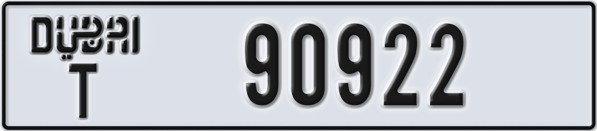 dubai License Plate Number 90922 Code T