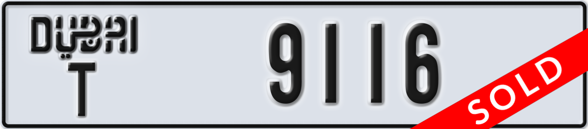 dubai License Plate Number 9116 Code T