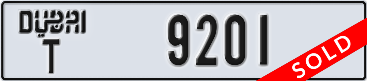 dubai License Plate Number 9201 Code T