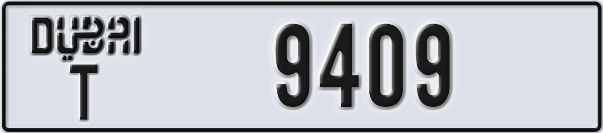 dubai License Plate Number 9409 Code T