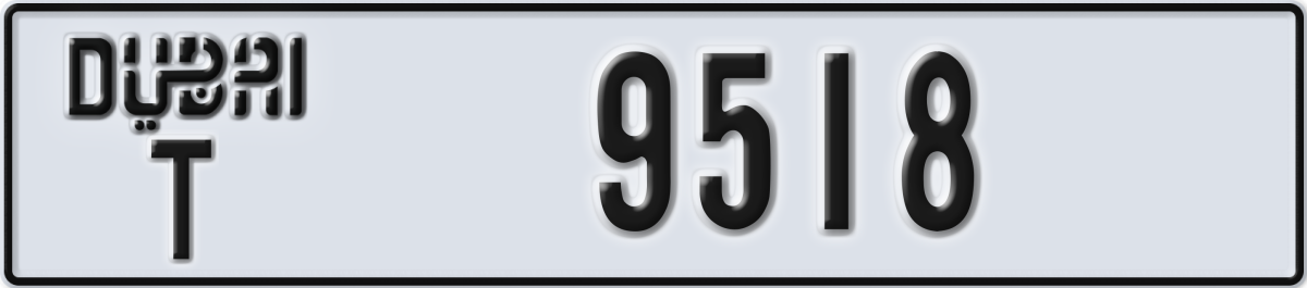 dubai License Plate Number 9518 Code T