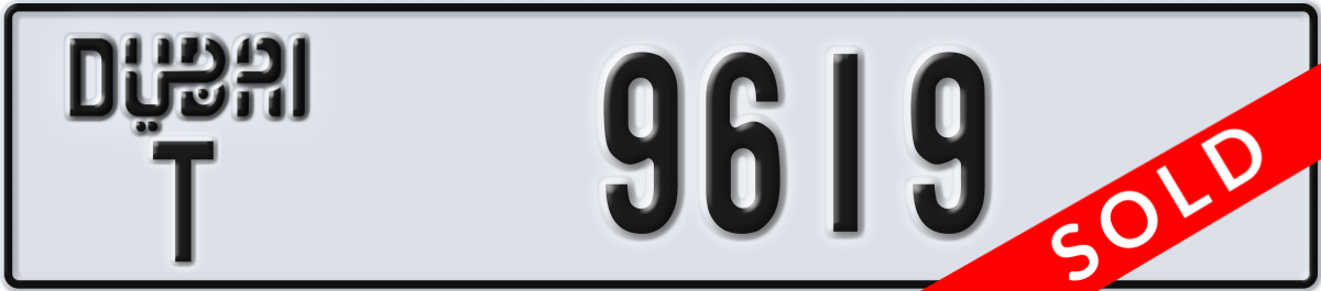 dubai License Plate Number 9619 Code T