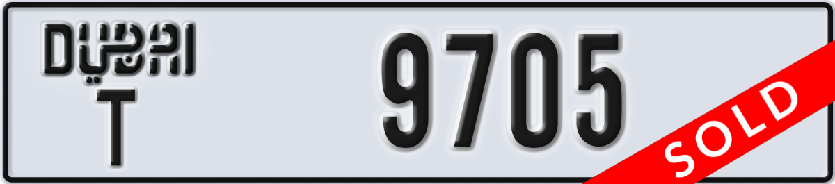 dubai License Plate Number 9705 Code T