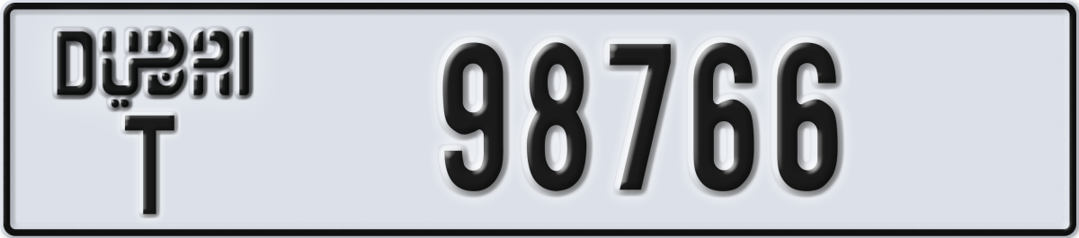 dubai License Plate Number 98766 Code T