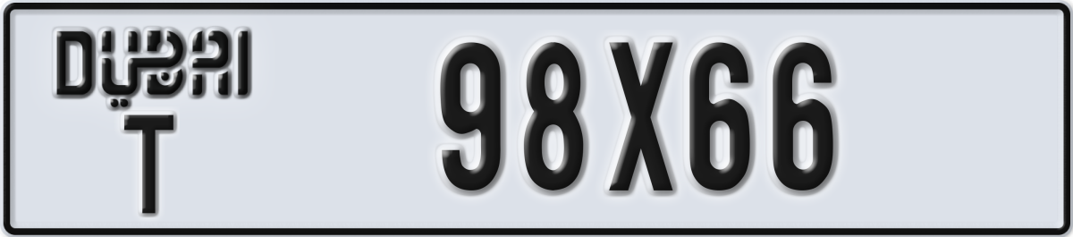 dubai License Plate Number 98X66 Code T
