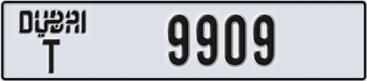 dubai License Plate Number 9909 Code T