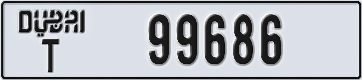 dubai License Plate Number 99686 Code T
