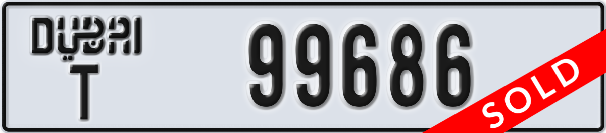 dubai License Plate Number 99686 Code T