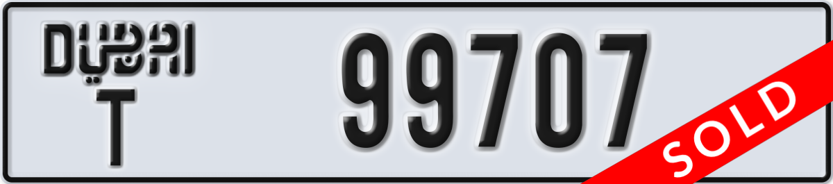 dubai License Plate Number 99707 Code T
