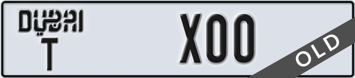 dubai License Plate Number X00 Code T