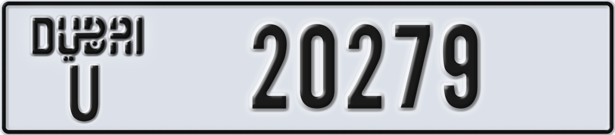 dubai License Plate Number 20279 Code U