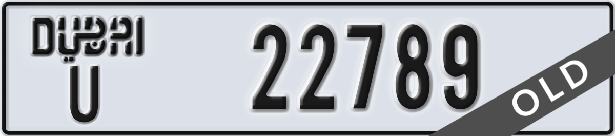dubai License Plate Number 22789 Code U