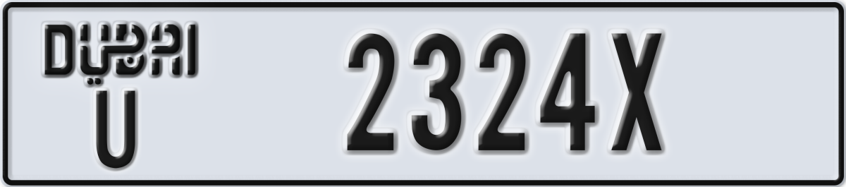dubai License Plate Number 2324X Code U