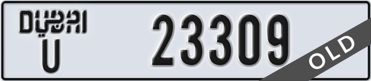 dubai License Plate Number 23309 Code U