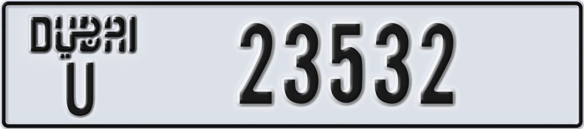 dubai License Plate Number 23532 Code U
