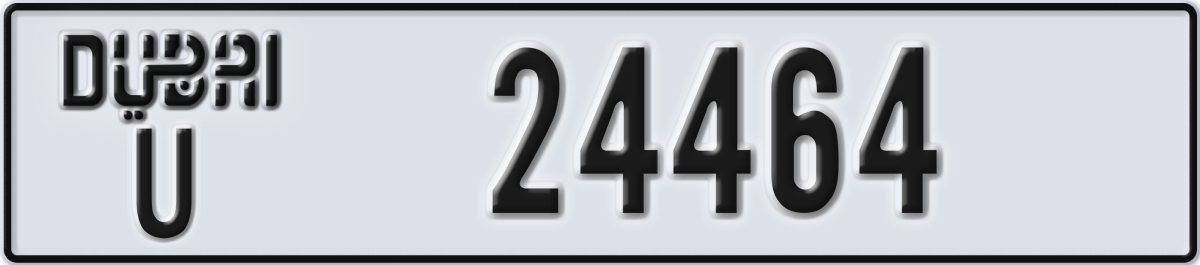 dubai License Plate Number 24464 Code U