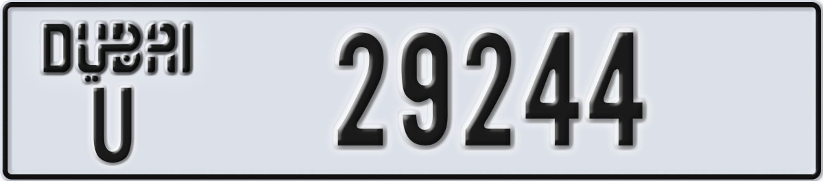 dubai License Plate Number 29244 Code U