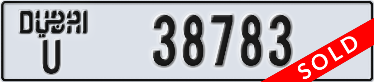 dubai License Plate Number 38783 Code U