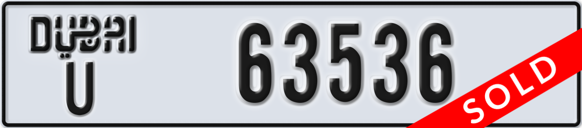 dubai License Plate Number 63536 Code U