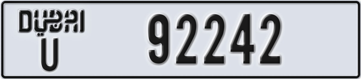 dubai License Plate Number 92242 Code U