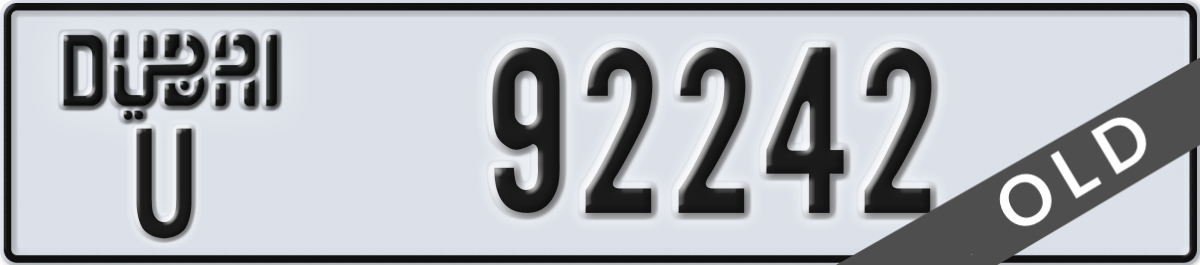dubai License Plate Number 92242 Code U