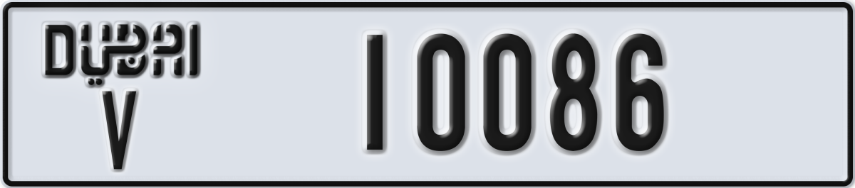 dubai License Plate Number 10086 Code V