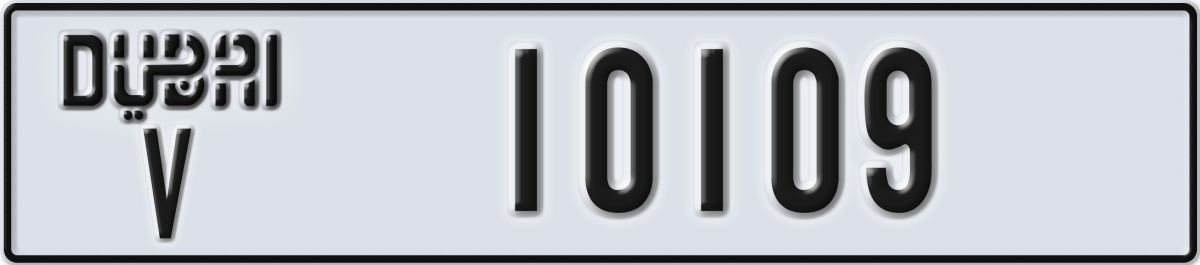 dubai License Plate Number 10109 Code V