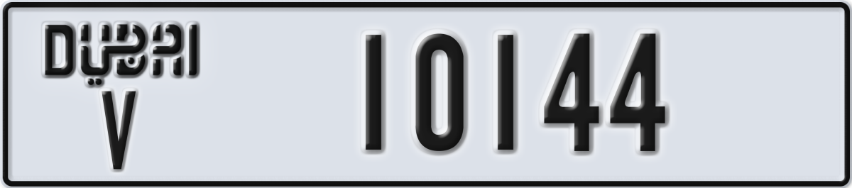 dubai License Plate Number 10144 Code V