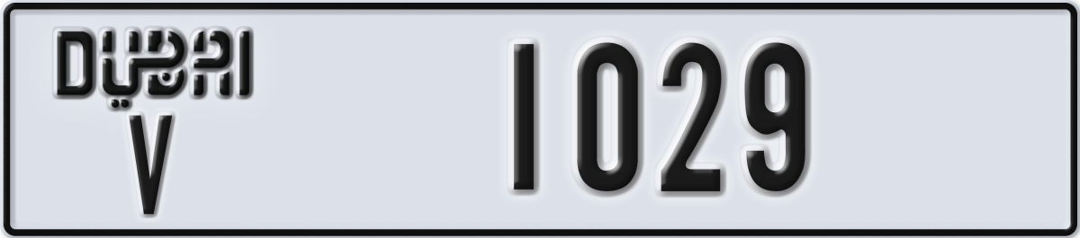 dubai License Plate Number 1029 Code V